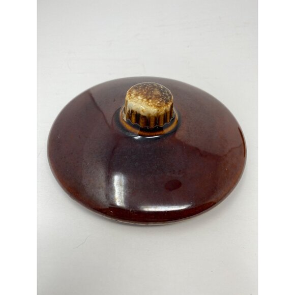 Set of 2 Vintage Hull Oven Proof USA With Handle and Lid Brown Drip Glaze 8 Oz - Picture 10 of 13